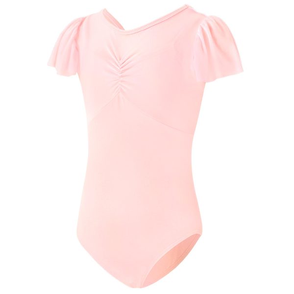 Gymnastics Bodysuit (1) Girl's Ruffle Short Sleeve Leotard