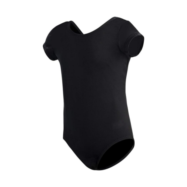 Girls Black Bow Back Leotard Outfit for Dance, Ballet, and Gymnastics