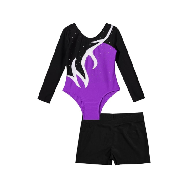 Gymnastics Dance Leotards with Shorts Outfits 2Pcs