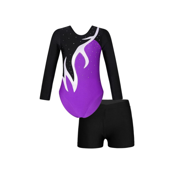 Gymnastics Dance Leotards with Shorts Outfits 2Pcs