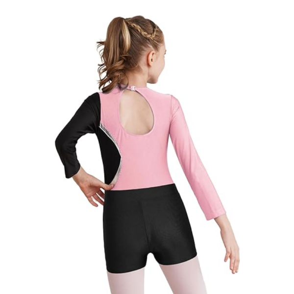 Long Sleeve Unitard Biketard Jumpsuit With Shorts
