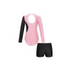 Long Sleeve Unitard Biketard Jumpsuit With Shorts