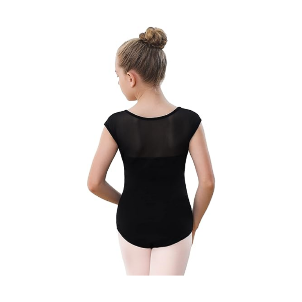 Girls Mesh Splicing Short Sleeve Leotard