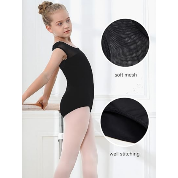 Girls Mesh Splicing Short Sleeve Leotard