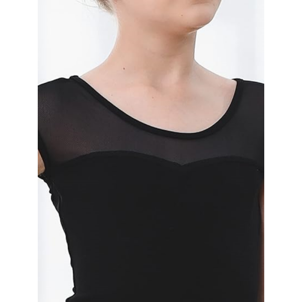 Girls Mesh Splicing Short Sleeve Leotard